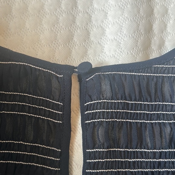 Club Monaco Women's Aqua Stripe Luceenie Sheer-Peplum Top Size M - Picture 3 of 3